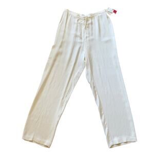 Fashion Bug White Wide Leg Drawstring Pants Size Large NWT USA Made